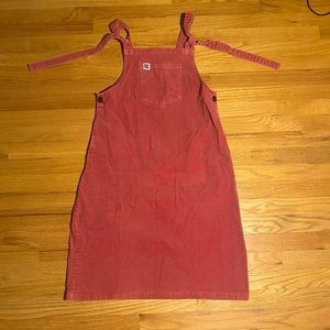 Lucy and Yak Corduroy midi overalls dress in Baroque Rose, size M